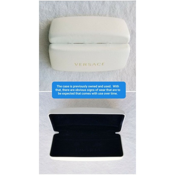 VERSACE LOGO TEXTURED LEATHER DESIGNER FASHION EYEGLASS CLAMSHELL HARD CASE - Picture 6 of 6